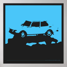 Saab 99 el ccsme - azul en el poster del negro del