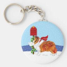 Sable del correo del navidad de Sheltie Llavero