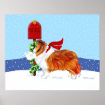 Sable del correo del navidad de Sheltie Poster