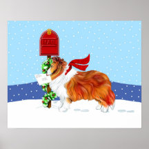 Sable del correo del navidad de Sheltie Poster