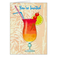 Sacador tropical helado del ron le invitan tarjetas