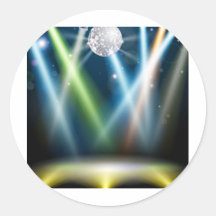 Sala de baile de la bola de discoteca etiquetas redondas
