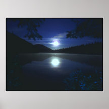 Salida de la luna sobre el lago elk poster