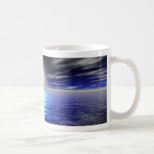 Salida del sol azul tazas