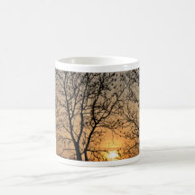 Salida del sol del bosque taza