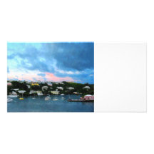 Salida del sol del puerto de Wharf Bermudas de rey Plantilla Para Tarjeta De Foto