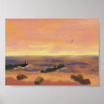 Salida del sol sobre el agua, poster