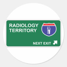 Salida siguiente de la radiología etiquetas redondas