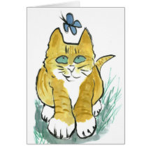 Sally, gatito de la mermelada ve una mariposa tarjetón