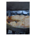 Salmones en parrilla tarjetas