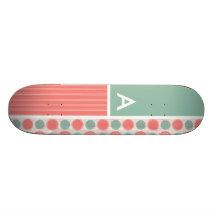 Salmones, rosa coralino, y lunares de Seafoam Patines Personalizados