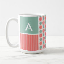 Salmones, rosa coralino, y lunares de Seafoam Taza
