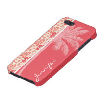 Salmones tropicales y estampado de flores rosado c iPhone 5 cárcasas
