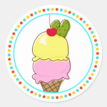 Salmueras y helado, frontera punteada etiqueta redonda
