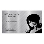 Salón de belleza del acero inoxidable con la fecha tarjeta de negocio