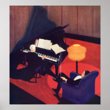 Salón del pianista del pianista del art déco de la posters