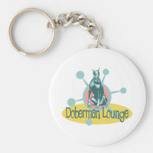 Salón retro del Doberman Llaveros Personalizados