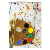 Salpicadura de la pintura de los artistas y plataf tarjetas