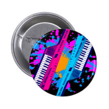Salpicadura de neón retra de Keytar de los años 80 Pins