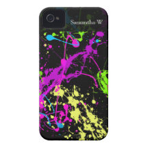 Salpicadura de neón retra fresca de la pintura en  iPhone 4 carcasas