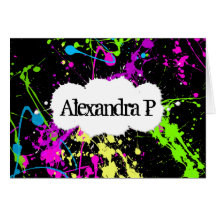 Salpicadura de neón retra fresca de la pintura en  felicitacion 