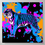 Salpicadura retra de la pintura del tigre del tigr posters
