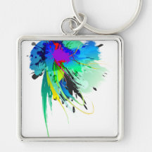 Salpicaduras abstractas de la pintura del pavo rea llavero personalizado