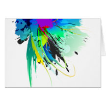 Salpicaduras abstractas de la pintura del pavo rea felicitaciones