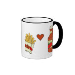 Salsa de tomate del amor de las patatas fritas tazas de café