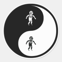 Salto del mar profundo de Yin Yang Etiqueta Redonda