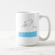 Salto del pájaro en el agua tazas de café