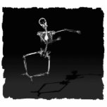 SALTO ESQUELÉTICO B&W DE LA ALEGRÍA DE LA RADIOGRA ESCULTURA FOTOGRÁFICA