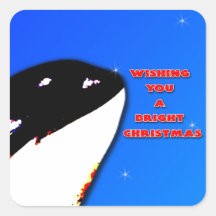 Saltos del navidad de la orca al día de fiesta bri calcomanía cuadradas personalizadas