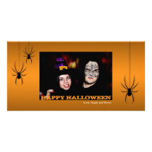Saludo anaranjado negro colgante de Halloween de l Tarjetas Fotográficas