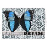 Saludo azul del sueño de la mariposa tarjeta