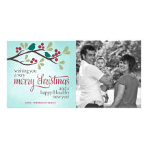 Saludo de la foto del navidad de la rama de la bay tarjeta fotografica personalizada