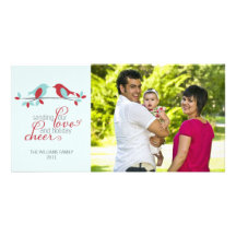 Saludo de la foto del navidad de los Lovebirds Tarjetas Fotograficas