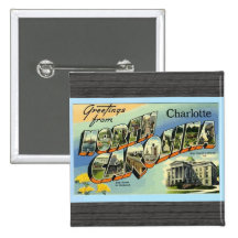 Saludos de Carolina del Norte Charlotte, vintage Pin