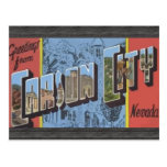 Saludos de Carson City Nevada, vintage Postal