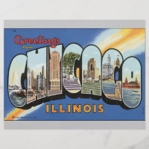 Saludos de Chicago Illinois, vintage Tarjetón
