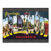 Saludos de Hollywood California, vintage Postales