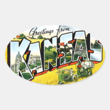 Saludos de Kansas Calcomania Oval