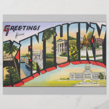 Saludos de Kentucky, vintage Flyer A Todo Color