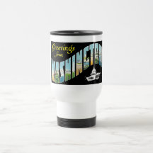 ¡Saludos de la C.C. de Washington!  Postal del vin Taza De Café