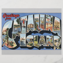 Saludos de la isla de Catalina, vintage Tarjeta Publicitaria
