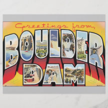 Saludos de la presa de Boulder, vintage Flyer Personalizado