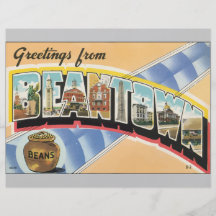 Saludos de las habas de Beantown, vintage Tarjetones