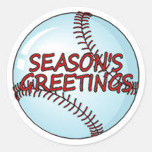 Saludos de las temporadas de béisbol etiquetas redondas