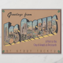 Saludos de Los Ángeles, vintage Flyer A Todo Color