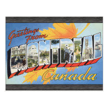 Saludos de Mantreal Canadá, vintage Tarjetas Postales